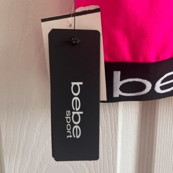 BEBE SPORT CONTRAST LOGO RACERBACK SPORT BRA-Medium - Picture 3 of 6